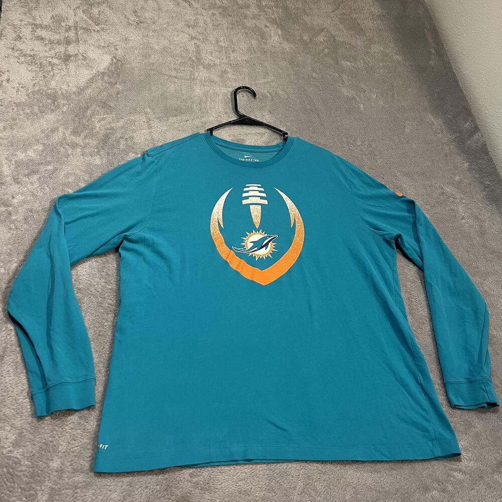 Miami Dolphins Shirt Mens XL NFL Football Long Sleeve Nike Dri Fit Lightweight